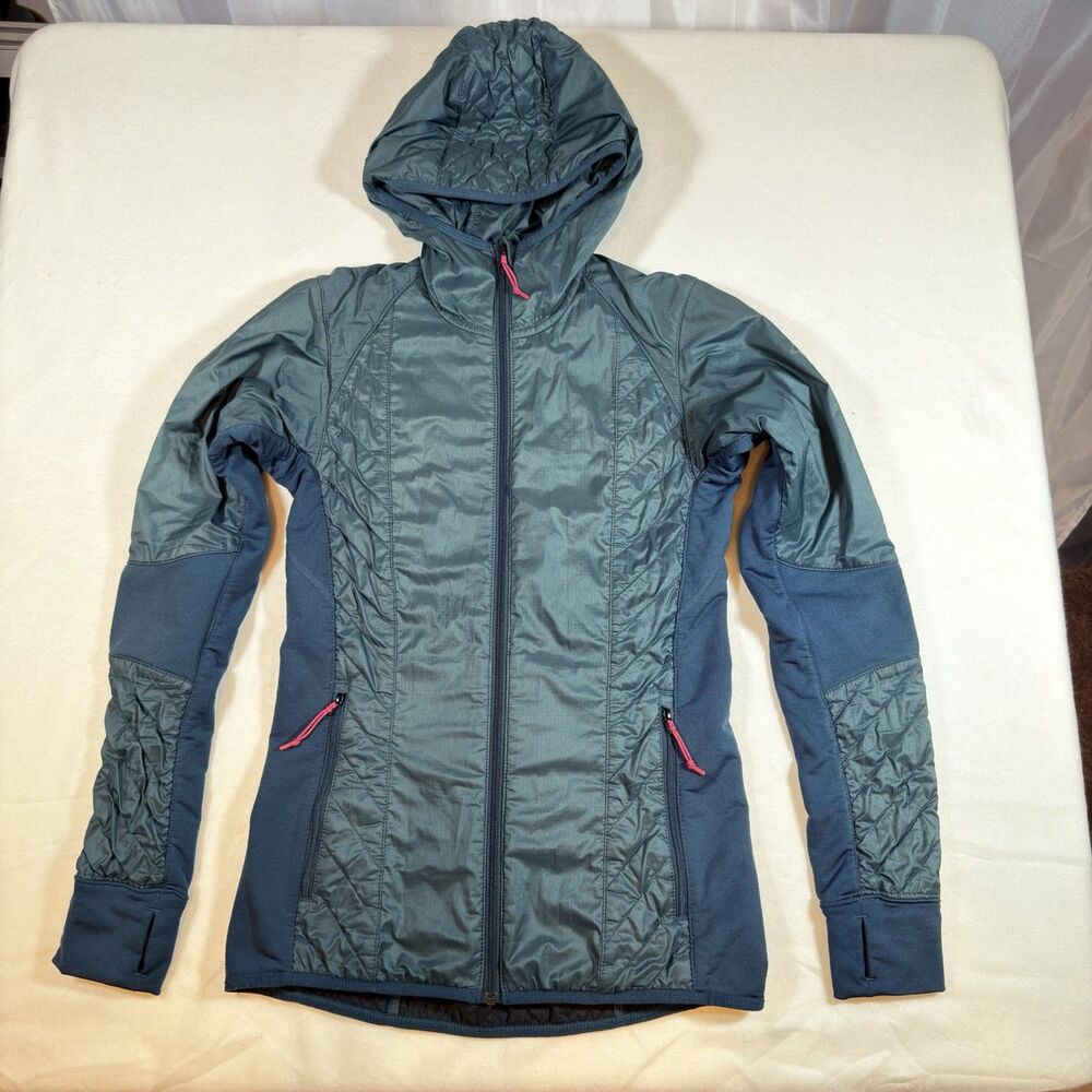Icebreaker Jacket MerinoLOFT Helix Puffer Coat Wool Insulated XS Blue Green